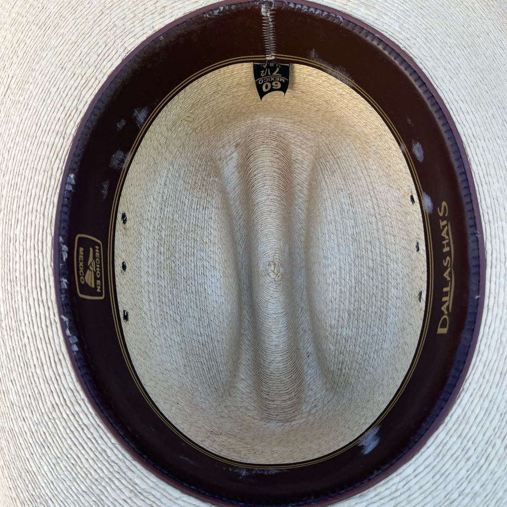 Dallas Hats Natural Straw Cowboy Hat size 7 1/2 - Picture 4 of 6